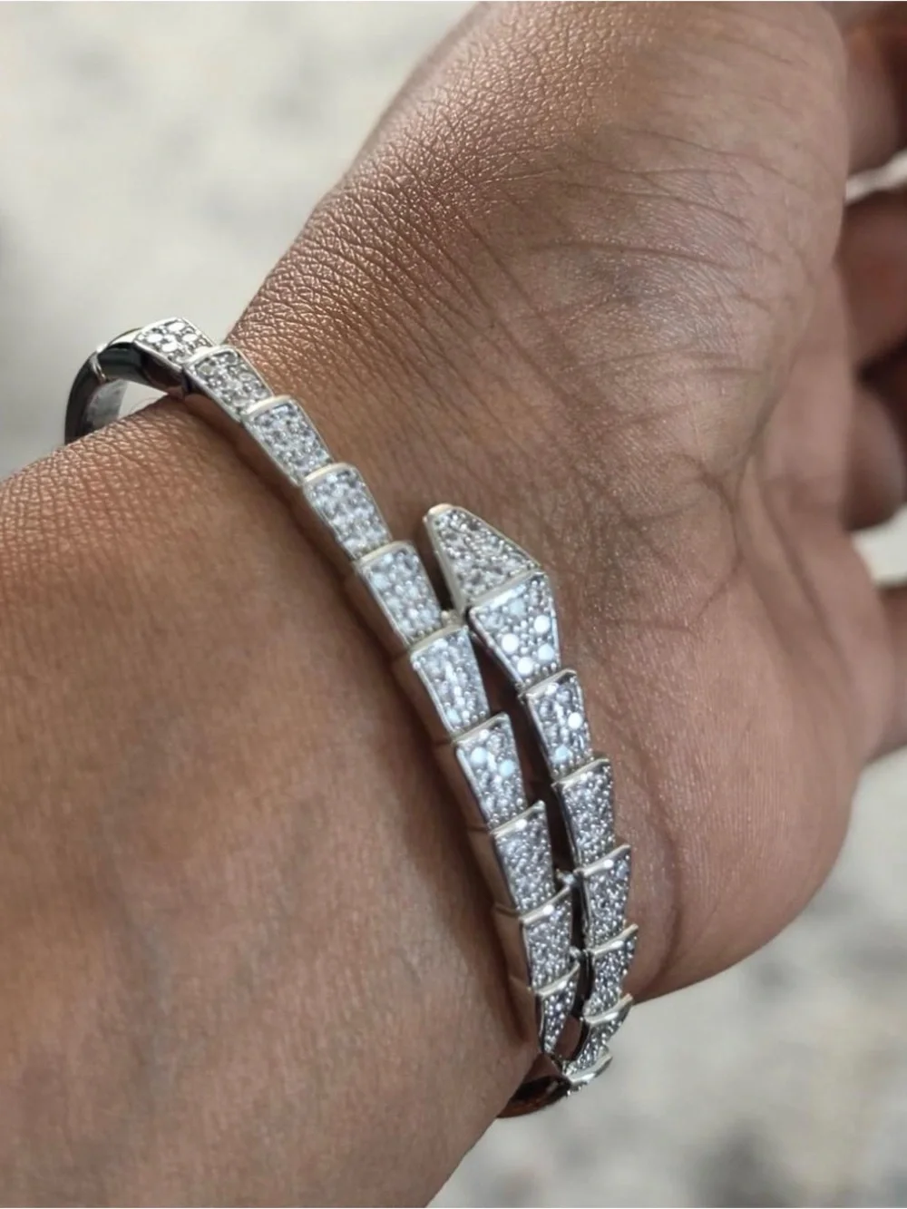 Bvlgari ? Serpenti Viper Silver Pavé Link Bracelet